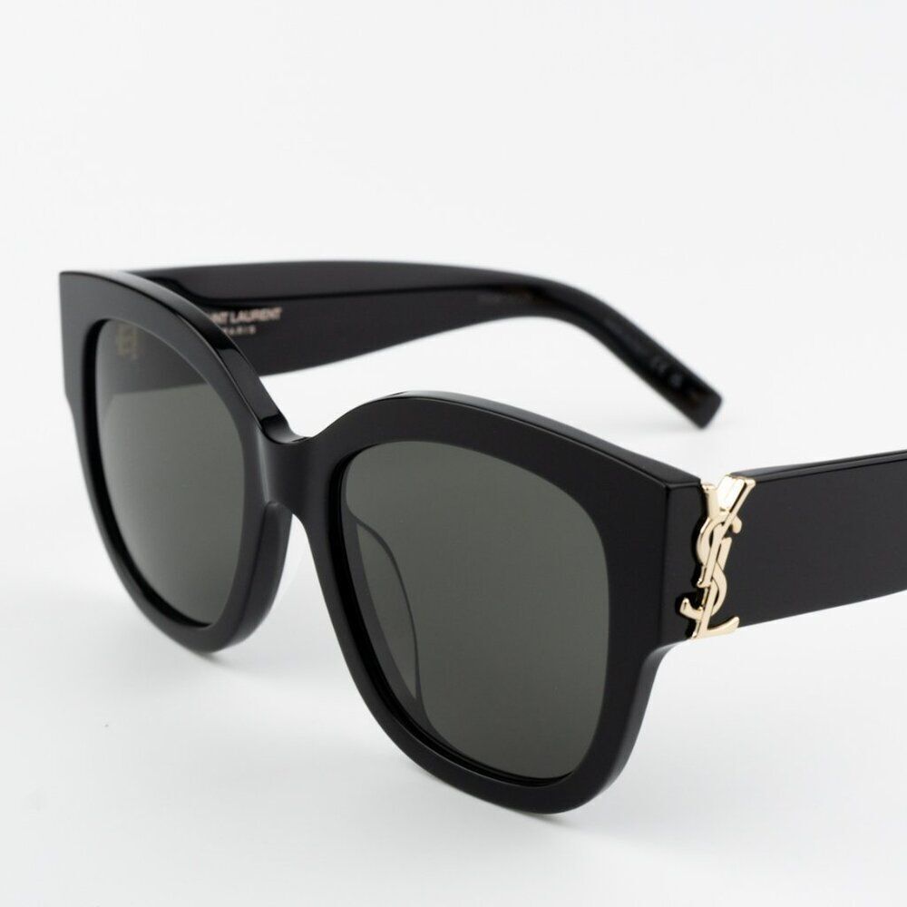 NEW Saint Laurent SLM95/F 001 Black Grey Oversized Cat Eye Women Sunglasses - Picture 7 of 13